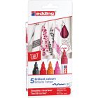 Edding 4500 Set di marcatori tessili di 5 colori caldi