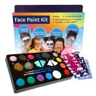 QBIX Set completo di pittura per il viso con modelli e 14 colori