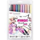 Tombow Dual Brush Pen Manga Shojo set di 10 colori