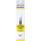 Winsor & Newton Foundation Pennelli per pittura acrilica set di 3 pezzi - rotondo con manico corto
