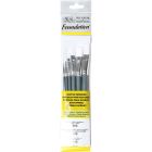Winsor & Newton Foundation Pennelli per pittura acrilica set di 6 con manico lungo