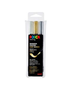 Posca Brush Marker Set bianco/oro/argento – PCF-350