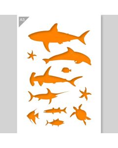 QBIX Stencil di pesce - Formato A3