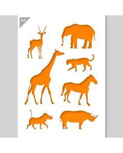 QBIX Stencil animali africani - Formato A3
