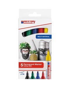 Edding 3000 set di marcatori permanenti di 5 colori di base