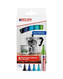 Edding 3000 set di marcatori permanenti di 5 colori freddi