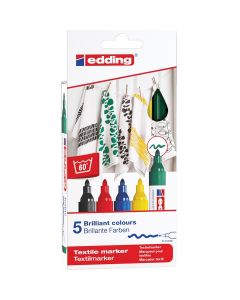 Edding 4500 Set di marcatori tessili di 5 colori di base