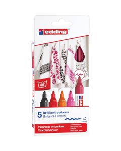 Edding 4500 Set di marcatori tessili di 5 colori caldi