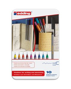 Edding 55 Fineliner - 10 pezzi in scatola di metallo