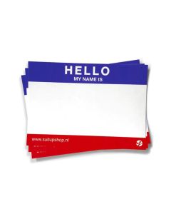 Adesivi "Hello My Name is" 50 pezzi - Blu/Rosso