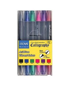 Itoya set di 6 pennarelli per calligrafia bifacciali