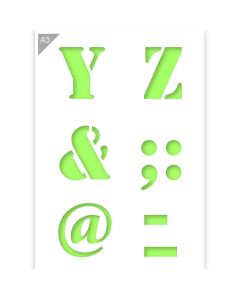QBIX Stencil per lettere - Y Z & @ - Formato A3