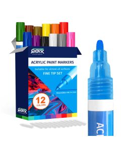 QBIX Pennarello per vernice acrilica punta fine - 12 colori
