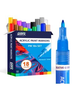 QBIX Set di pennarelli per vernice acrilica punta fine - 18 colori
