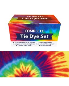 QBIX Tie Dye Set di 15 colori - Kit completo tie dye per tintura di tessuti con elastici e bottiglie di compressione