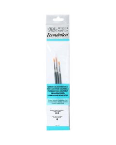 Winsor & Newton Foundation Pennelli per acquerello set di 3 con manico corto