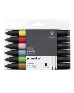 Winsor & Newton Promarker set di 6 tonalità medie