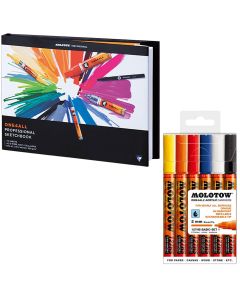 Molotow ONE4ALL™ Set mit 6 Markern und A5 Professional Skizzenbuch