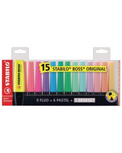 Set di 15 pennarelli per evidenziatori originali STABILO BOSS
