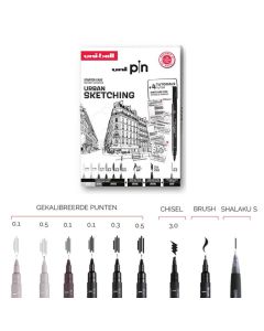 Uni-Pin Urban Sketching set 9 stuks