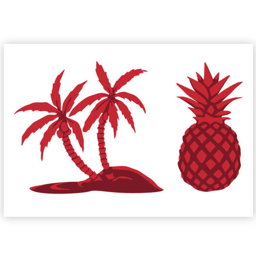 Tropical stencil met palmboom en ananas sjabloon