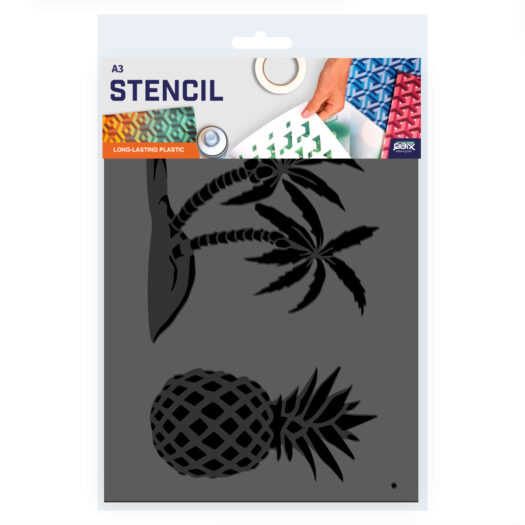 Tropical stencil met palmboom en ananas sjabloon