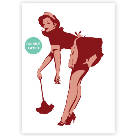 Pin-up maid stencil, Pin-Up schoonmaakster sjabloon