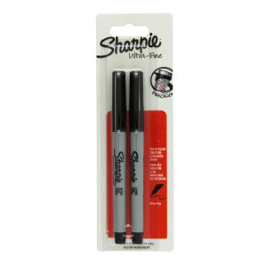 Sharpie Black Permanent Marker, Ultra Fine 0.5 mm - 2x pack