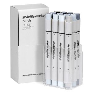 Stylefile Twin Marker Brush Set Da 12 Cool Grey
