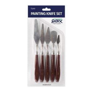 QBIX Set coltelli tavolozza per dipingere - 5 pezzi con manico in legno