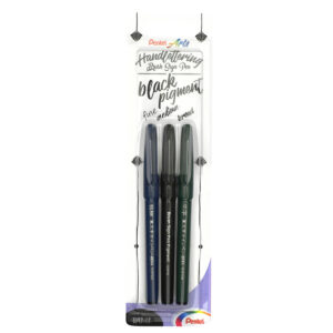 Pentel Brush Pen Black Ink Edition - Set di 3