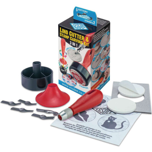 ESSDEE 3 IN 1 LINO CUTTER AND STAMP CARVING KIT – (5 CUTTERS & 2 STAMPS)