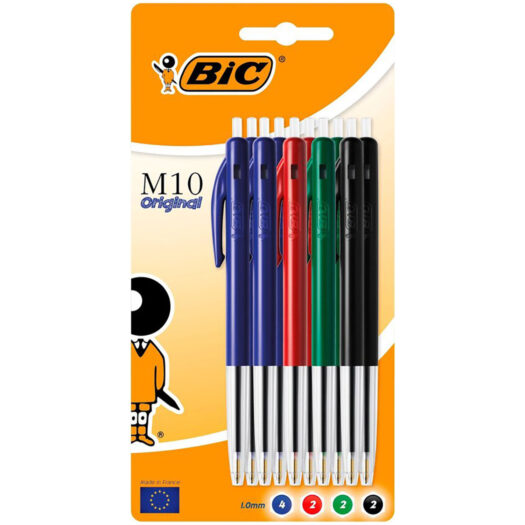 BIC balpennen set van 10 stuks blauw, rood, groen, zwart